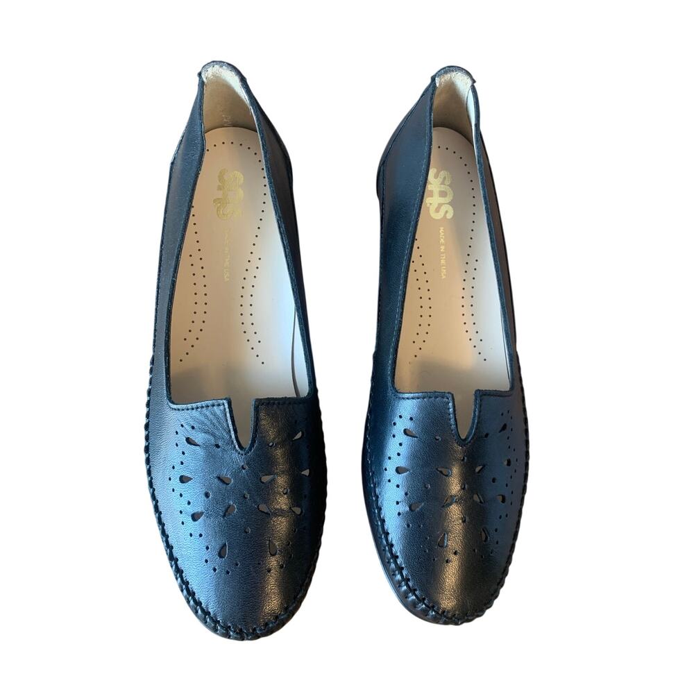 SAS Sonyo Slip On Shoes Comfort Pumps Womens 7W Black Leather Pumps EUC USA